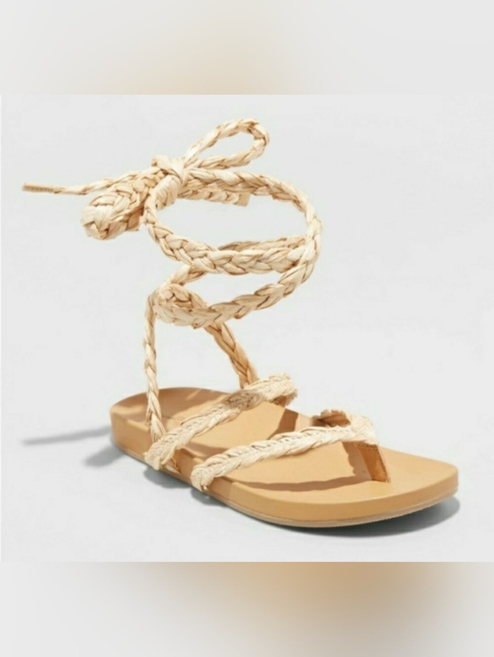 UNIVERSAL THREAD WOMANS RIA RAFFIA LACE UP SANDALS